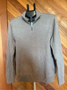Black Brown 1826 Merino Wool Quarter Zip Sweater